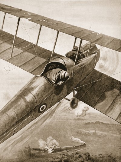 Lieutenant J.S. Scott Attacking a Railway Train When 1,000 Feet Above It by W. Avis